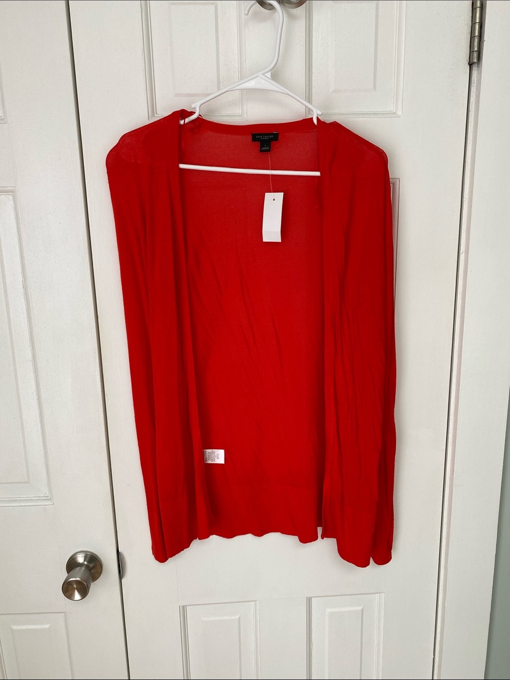 Lightweight Ann Taylor Open-Front Red Cardigan Sweater - Unbranded